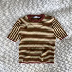 Zara Red and Yellow Striped Tee